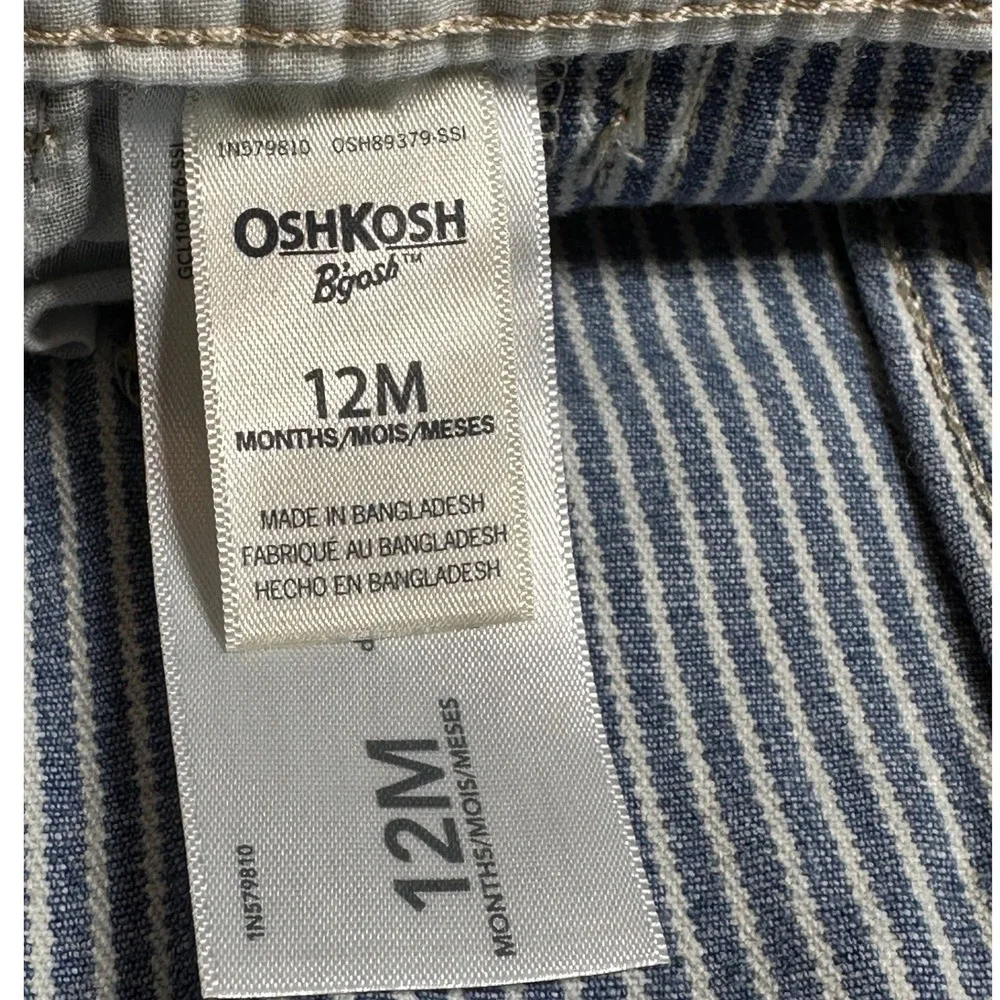 OshKosh B'gosh Overalls Kids 12M Blue Hickory Stripe‎ NEW Carpenter Denim Bibs